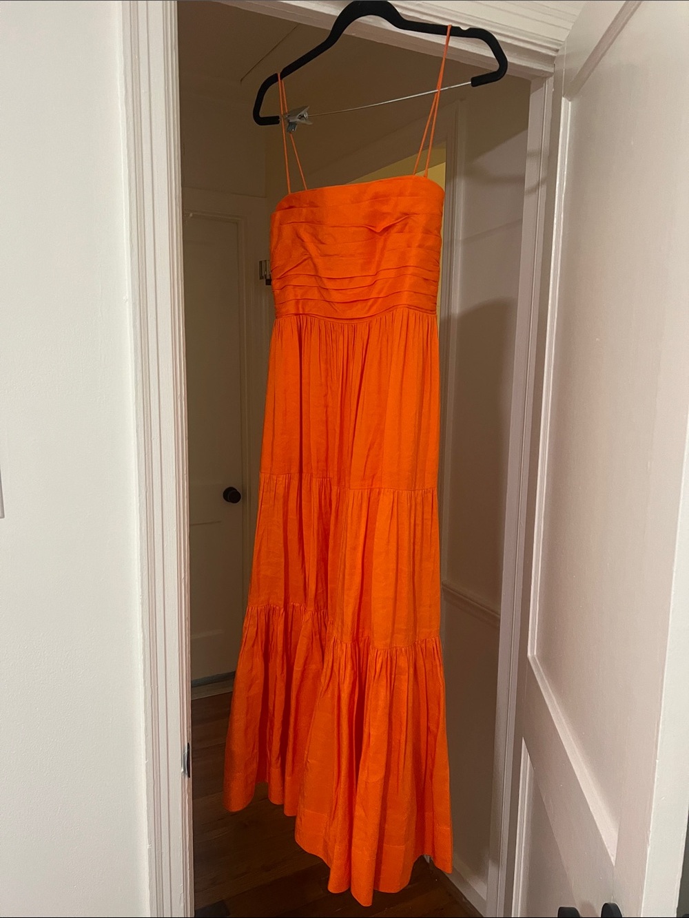 Strapless Tiered Maxi Dress in Vibrant Orange - Picture 6 of 7